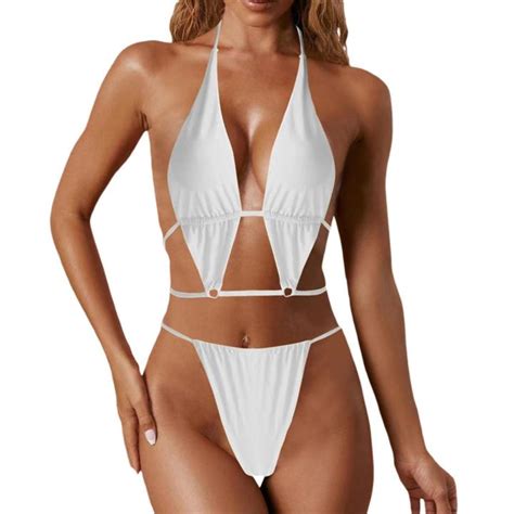 Women Bikini Set Sleeveless Halterneck Bra With Low Waist Briefs Bathing Swimsuit Daraz Pk
