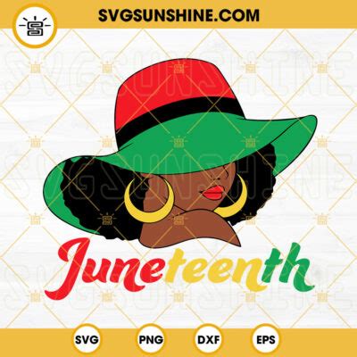 Juneteenth Sun Hat Woman Svg Afro Woman Svg Black History Svg