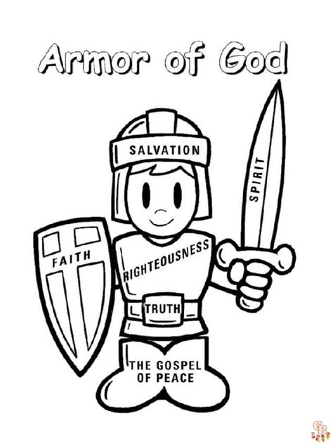 Ausmalbilder Armor of God zum Ausdrucken kostenlos für Kinder und