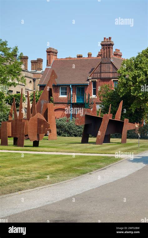 Cambridge United Kingdom June Three Monumental Corten