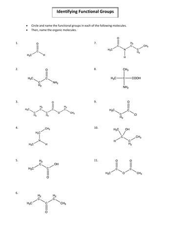 Identifying Functional Groups Worksheet With Answers Ivuyteq