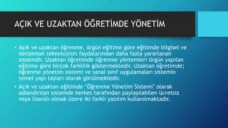 AÇIK VE UZAKTAN ÖĞRENMEDE YÖNETİM PPT