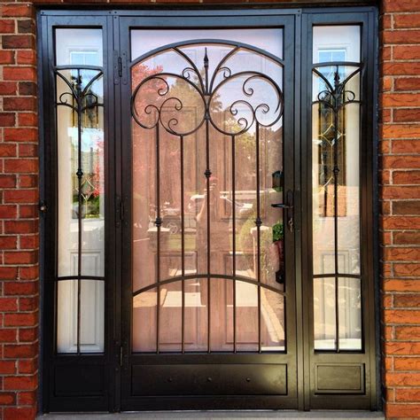 Steel Security Storm Door Decorative Iron Matching Sidelights Front Door Options Security