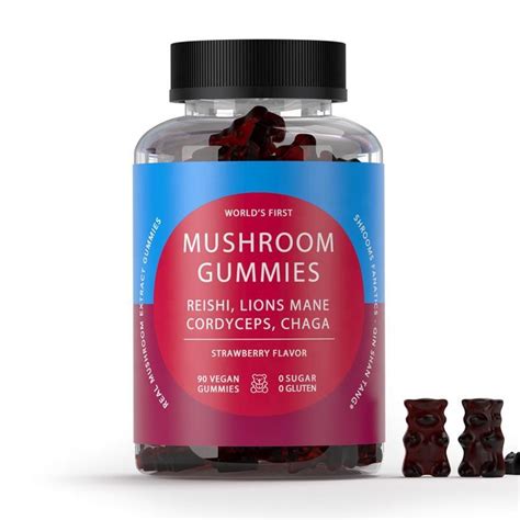 World′ S First Mushroom Complex Gummy Reishi Lions Mane Cordyceps Chaga