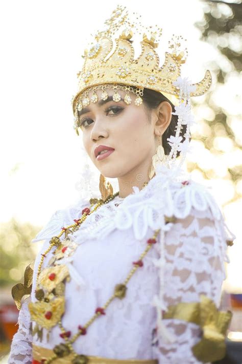 Beautiful Portrait Young Asian Woman Wearing Traditional Indonesian Lampung Culture Clothes ...