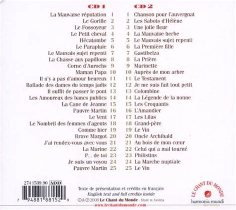 Georges Brassens Le Gorille CD Opus3a