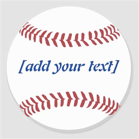 Baseball Custom Text Classic Round Sticker Zazzle Round Stickers