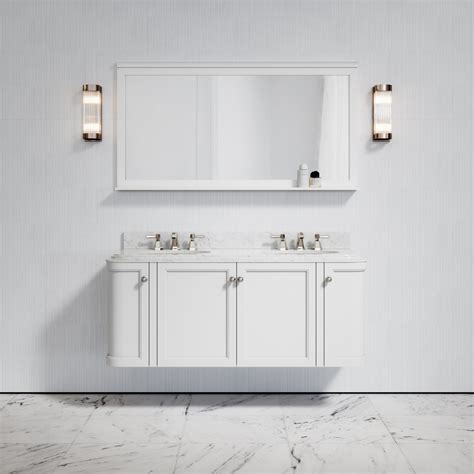 Charsley Carrara Marble Wall Mounted Vanity Unit 1400 Mm Matte White Lusso