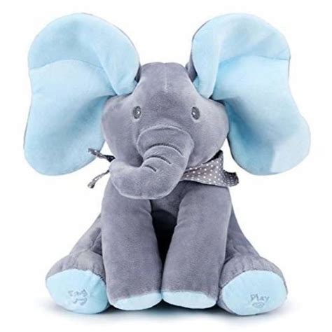 Baby Peek A Boo Animated Singing Elephant Flappy Plush Toy Little Luck