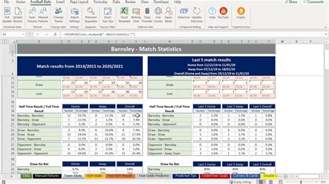 Microsoft Excel Football Predictions And Statistics Workbook V5 4 Youtube