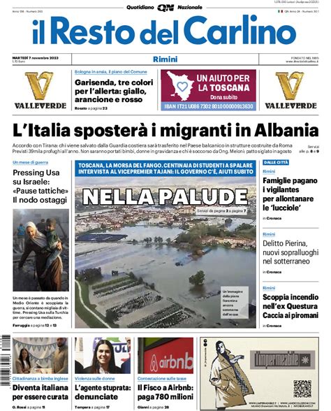 La Prima Pagina Del Resto Del Carlino Di Oggi Edizione Rimini Di