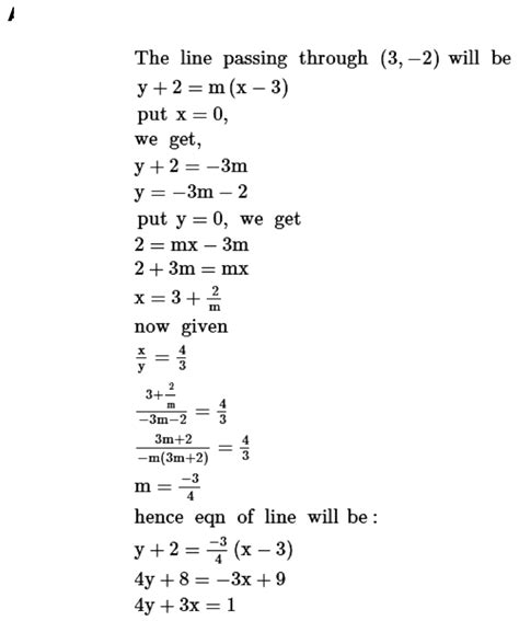 17 Find The Equation Of A Line Which Passes Through The Point 3 2