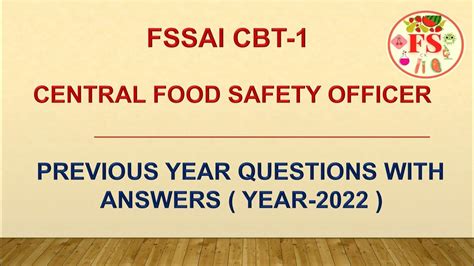 Fssai Central Food Safety Officer Cbt 1 Previous Year Question Paper