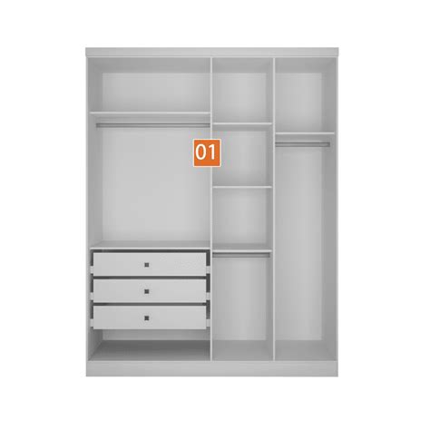 Modulado Closet Completo Espelhado 9 Portas 6 Gavetas Rizon Branco