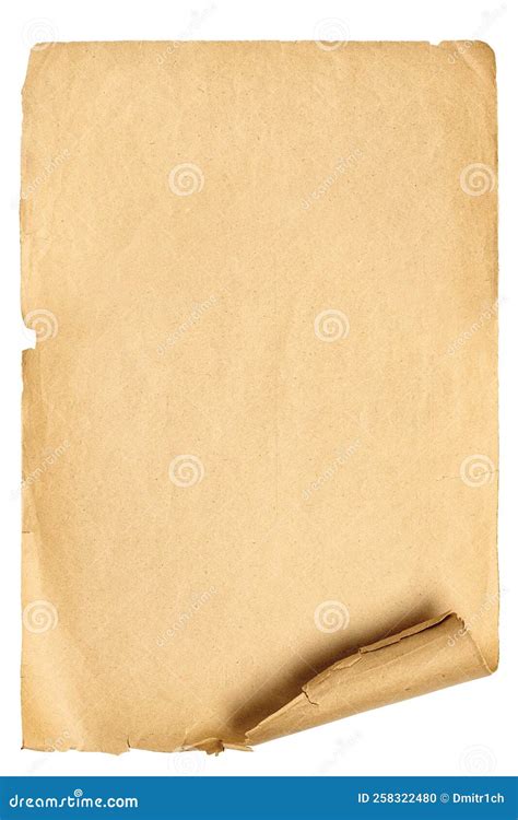 Old Paper Sheet Isolated On White Background Ancient Scroll Texture