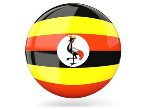 Glossy Round Icon Illustration Of Flag Of Uganda