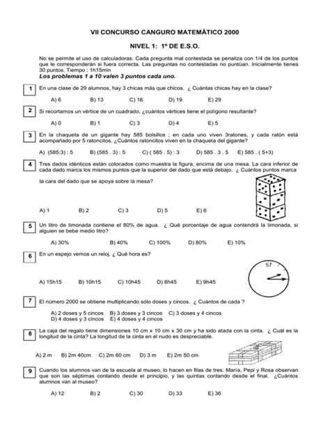 Nivel 1 Canguro Matemático