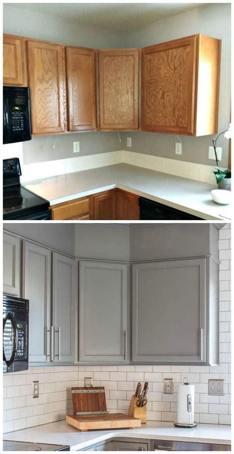 Painting Oak Cabinets Gray Before And After Warehouse Of Ideas