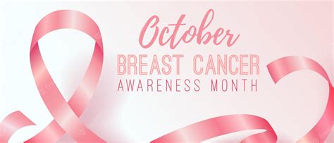 Premium Vector Realistic Pink Ribbon October Breast Cancer Awareness