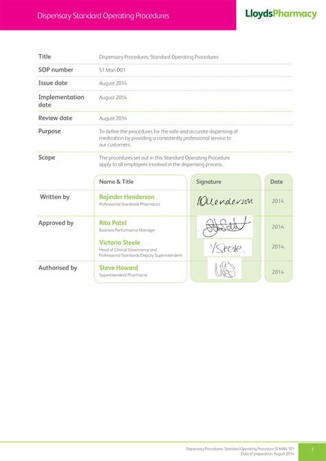 Pdf Dispensary Standard Operating Procedures Celesiocelesio Co Uk