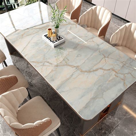 Veelike Glossy Blue Gold Marble Contact Paper Veelike