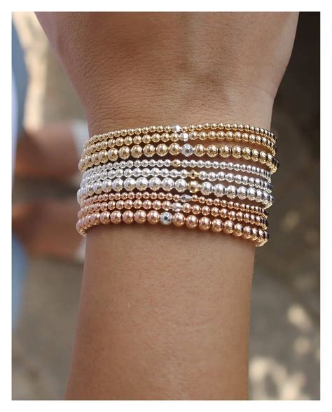 Gold Beaded Bracelet Stackable Bracelets 14k Gold Filled Etsy