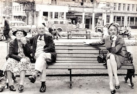 Marlene Dietrich Sitting On A Leicester Square Bench Next To Elderly