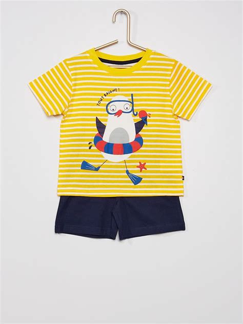 Pyjama T Shirt Short Avec Imprimé Jaune Kiabi 10 00€