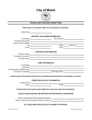 Fillable Online Form Special Events Building Permit Form Form