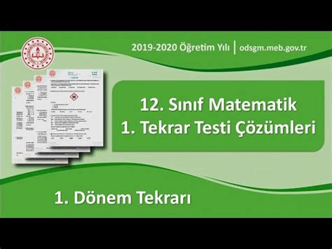 Matematik Lisesi 12 Sınıf MEB Matematik Tekrar Testleri ve Çözümleri