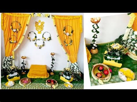 DIY Easy Haldi Mehndi Wedding Pellikuturu Function Ceremony Decoration