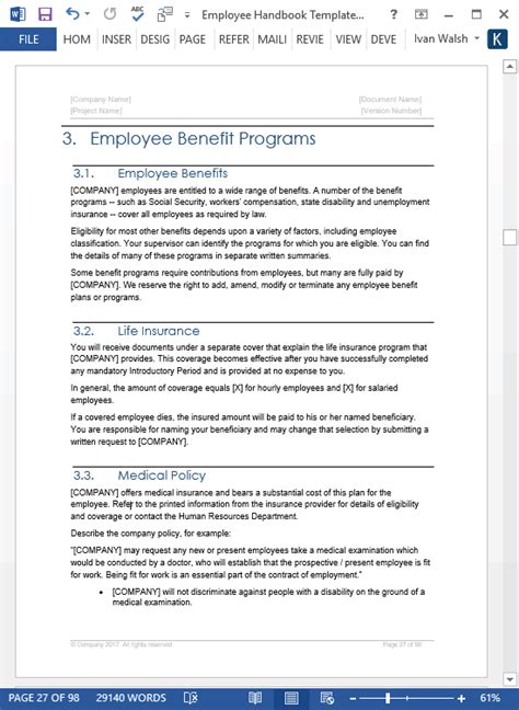 Employee Handbook Template Templates Forms Checklists For Ms Office And Apple Iwork