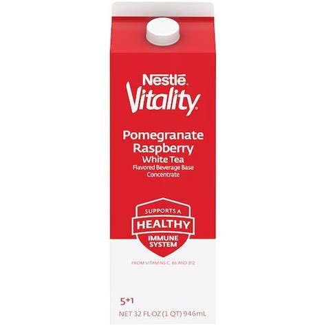 Nestle Vitality Pomegranate Raspberry White Tea Flavored Beverage Base Concentrate 32 Ounce