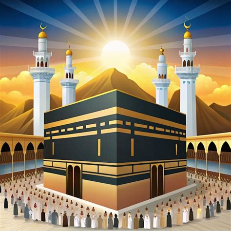 Vector Eid Adha Mubarak Peregrinaci N Hajj Pasos En Kaaba Al Haram