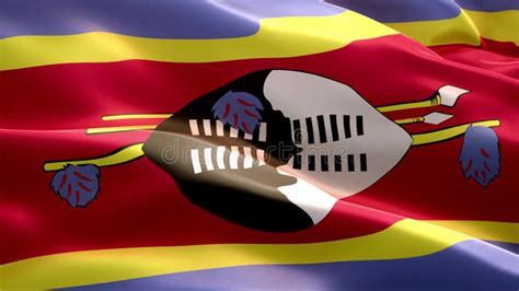 Flag Of Swaziland Waving In The Wind 4k High Resolution Full Hd