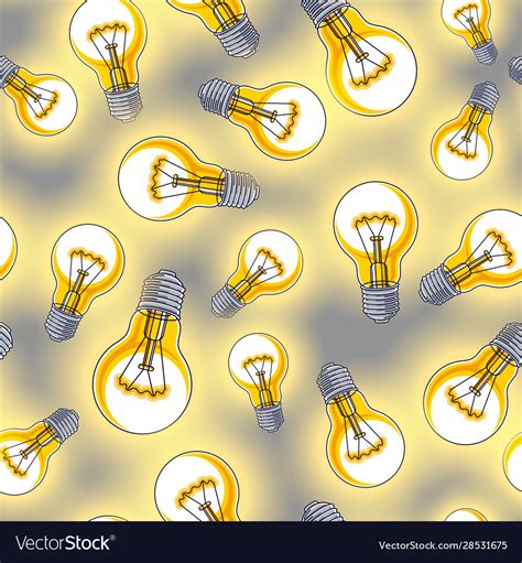 Light Bulbs Seamless Background Creative Ideas Vector Image