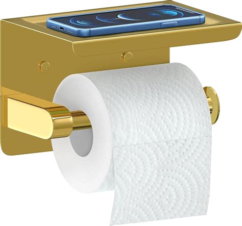 Sayoneyes Gold Bathroom Toilet Paper Holder With Shelf