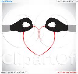 Clipart Of Black Silhouetted Feminine Hands Holding Together A Red