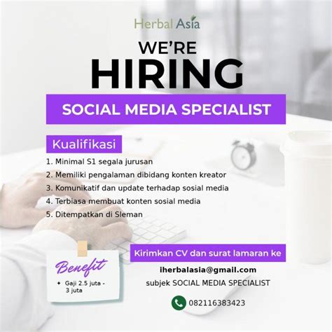 Lowongan Kerja Social Media Specialist Di CV Herbalasia Indonesia