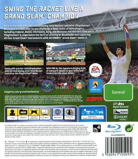 Grand Slam Tennis 2 Cover Or Packaging Material MobyGames