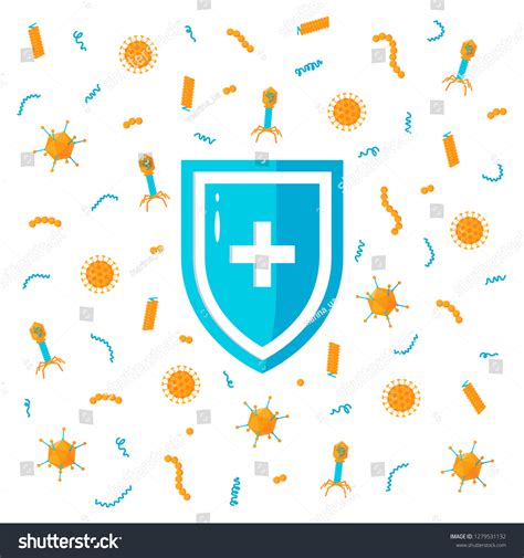 Immune System Concept Medical Shield Surrounded Stock Vector Royalty