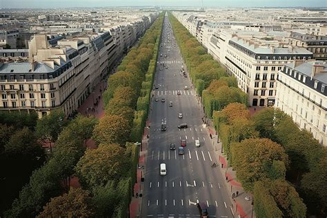 Salah Satu Jalan Raya Di Paris Memiliki Pepohonan Di Dekatnya Jalan