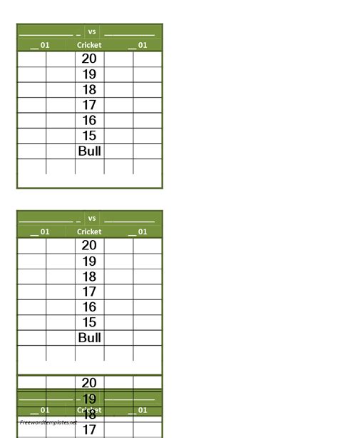 Printable Dart Score Sheets Printable Word Searches