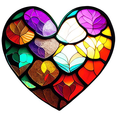 Beautiful Stained Glass Heart In Warm Colors · Creative Fabrica