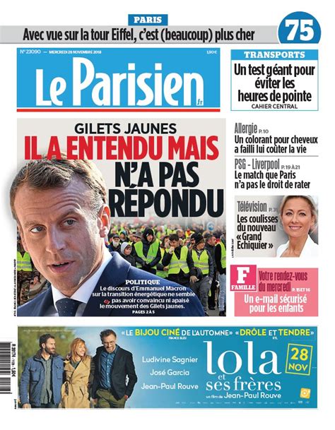 Le Parisien N°20181128 Du 28 Novembre 2018 à Télécharger Sur Ipad