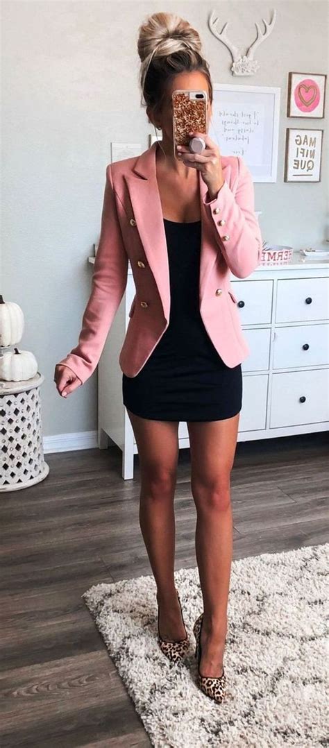 Pink And Black Colour Outfit You Must Try With Business Casual Blazer