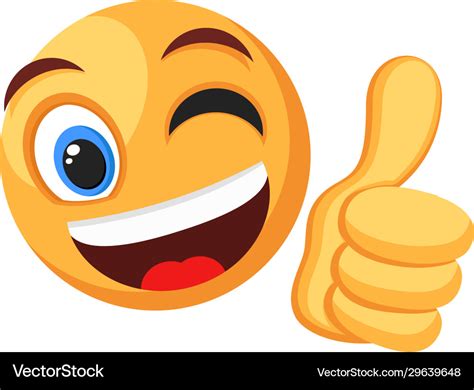 Emoticon Winks And Showing Thumb Up On A White Vector Image