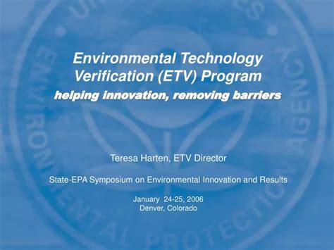 Ppt Environmental Technology Verification Etv Program Helping