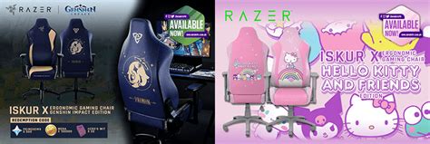 Razer Iskur X Ergonomic Gaming Chair Hello Kitty And Genshin Impact