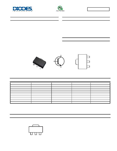 Bcx54 Datasheet17 Pages Diodes Npn Silicon Planar Medium Power Transistors In Sot89